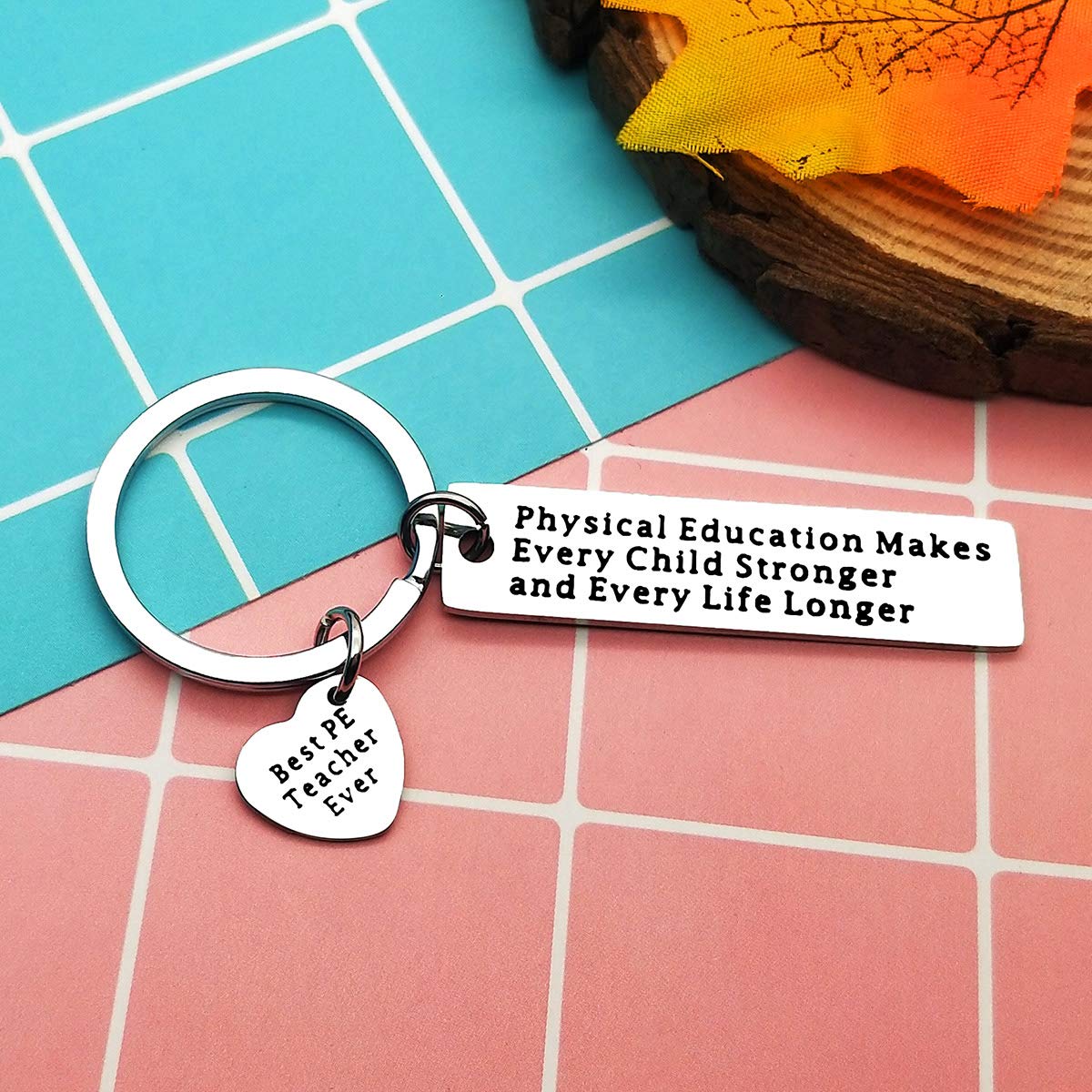 Ciyumu PE Teacher Appreciation Gifts for Women Men Gym Teacher Keychain Birthday Thanksgiving Christmas Graduation Retirement Gifts for PE Teacher from Student Stainless Steel Keyring