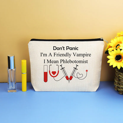 Funny Nurses Makeup Bag Gift Phlebotomist Gifts Phlebotomy Technician Phlebotomist Nurse Gifts Cosmetic Bag Pouch for Women Nurses' Day Birthday Gift for Technician Hematologist Medical Technologist