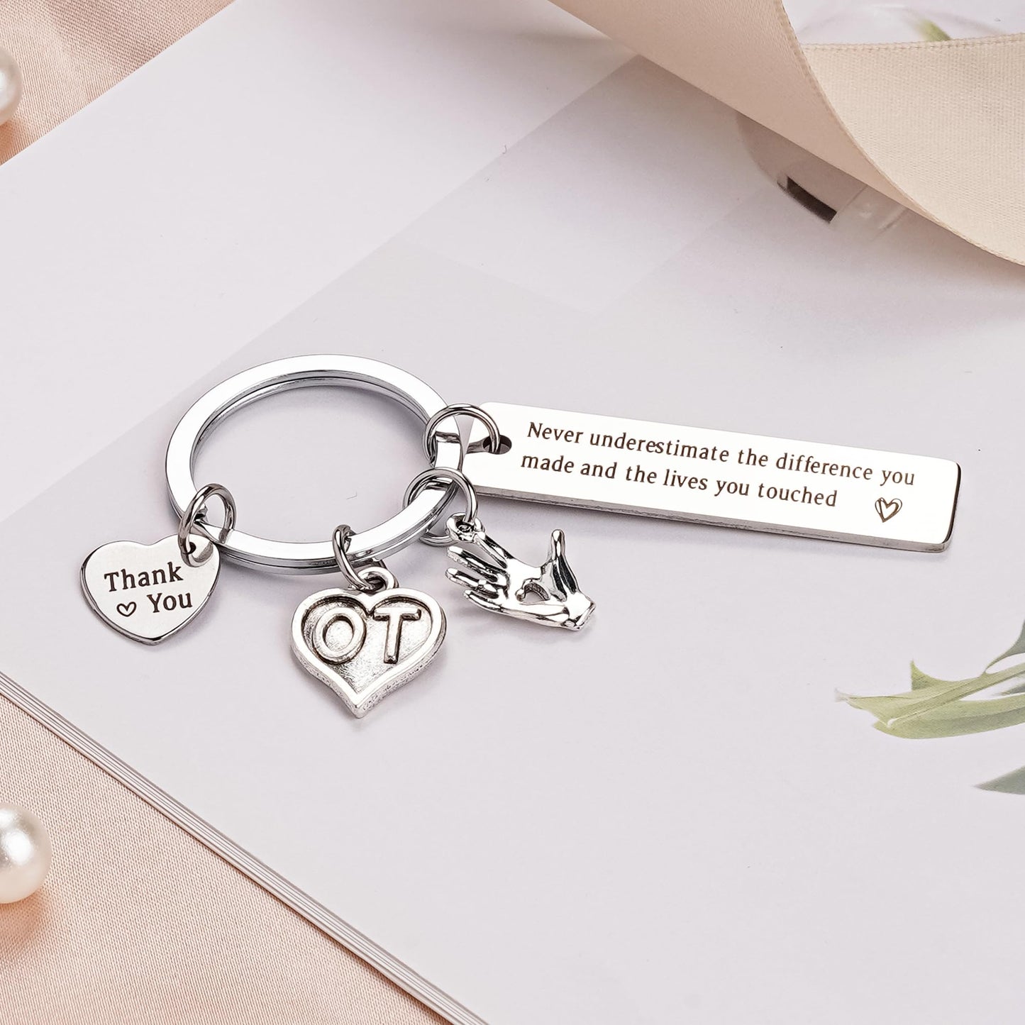 Therapy Gifts Keychain for Women Men - Thank You Keychains for OT PT Therapist, Slp Mental Health Mentor Appreciation Gift