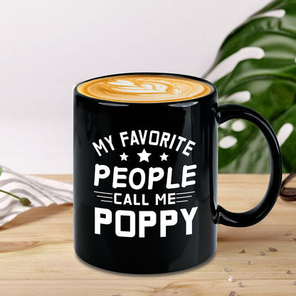 Grandpa Gifts, My Favorite People Call Me Poppy Coffee Mug, Fathers Day Birthday Christmas Gift for Grandpa Dad Grandfather Men Him from Grandkids, 11Oz