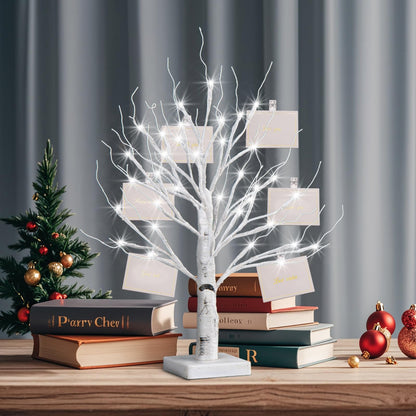 BDUSXYZ Money Tree Gift Holder - 36 LED Lighted Display Tree with Clips Lighted Tabletop Decoration Gift Card Tree (White)