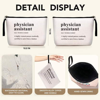 Physician Assistant Noun Physician Assistant Gifts Makeup Bag for Women Doctor Medical Student Cosmetic Bag Doctors Kit Zipper Pouch Bag Travel Bag for Graduation Birthday Christmas New Year's Day