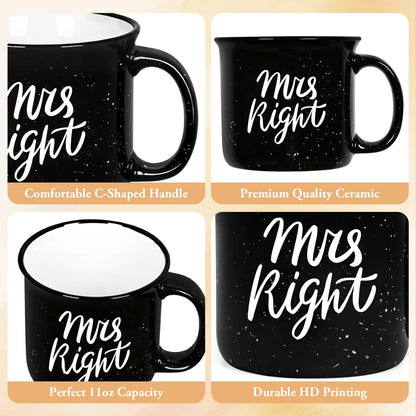 Physkoa Lesbian Wedding Gift – Mrs. Right & Mrs. Always Right Mug Set, Funny Lesbian Gift for Her, 11oz Ceramic Coffee Cups for Lesbian Couple, Engagement or Anniversary