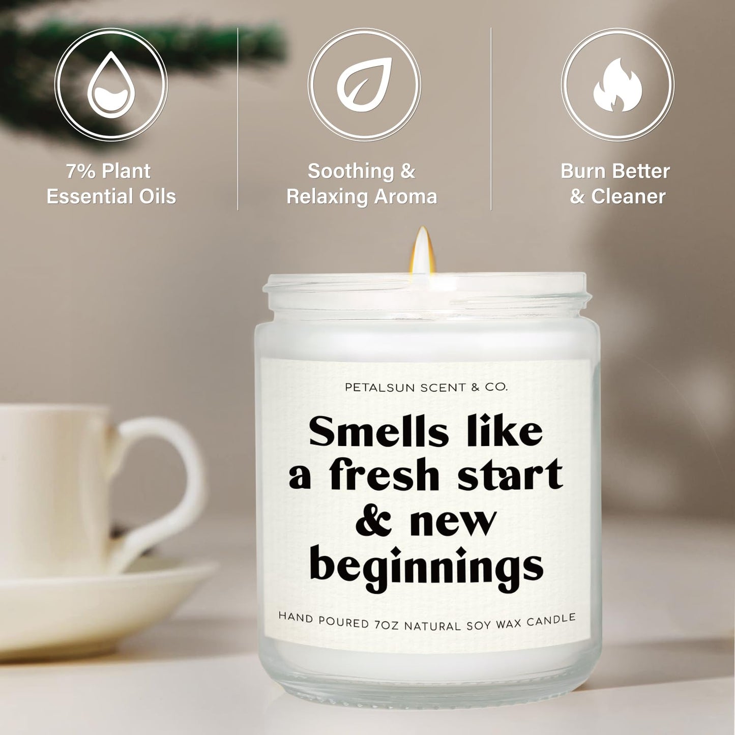 PETALSUN Divorce & New Beginnings Gifts for Women - Handmade Lavender Natural Soy Wax Candle(7oz) - Breakup, New Job, Going Away Gifts for Women, Friends