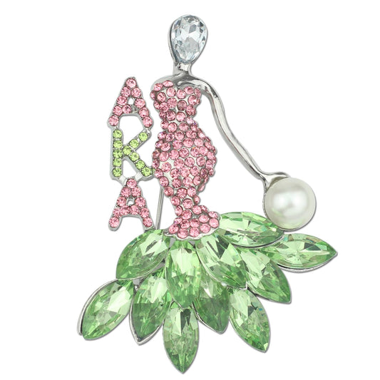 Rhinestone Sorority Gift for Women Greek Sorority Brooch Pin Paraphernalia Gifts Pink & Green Jewelry Sisterhood Graduation Gift