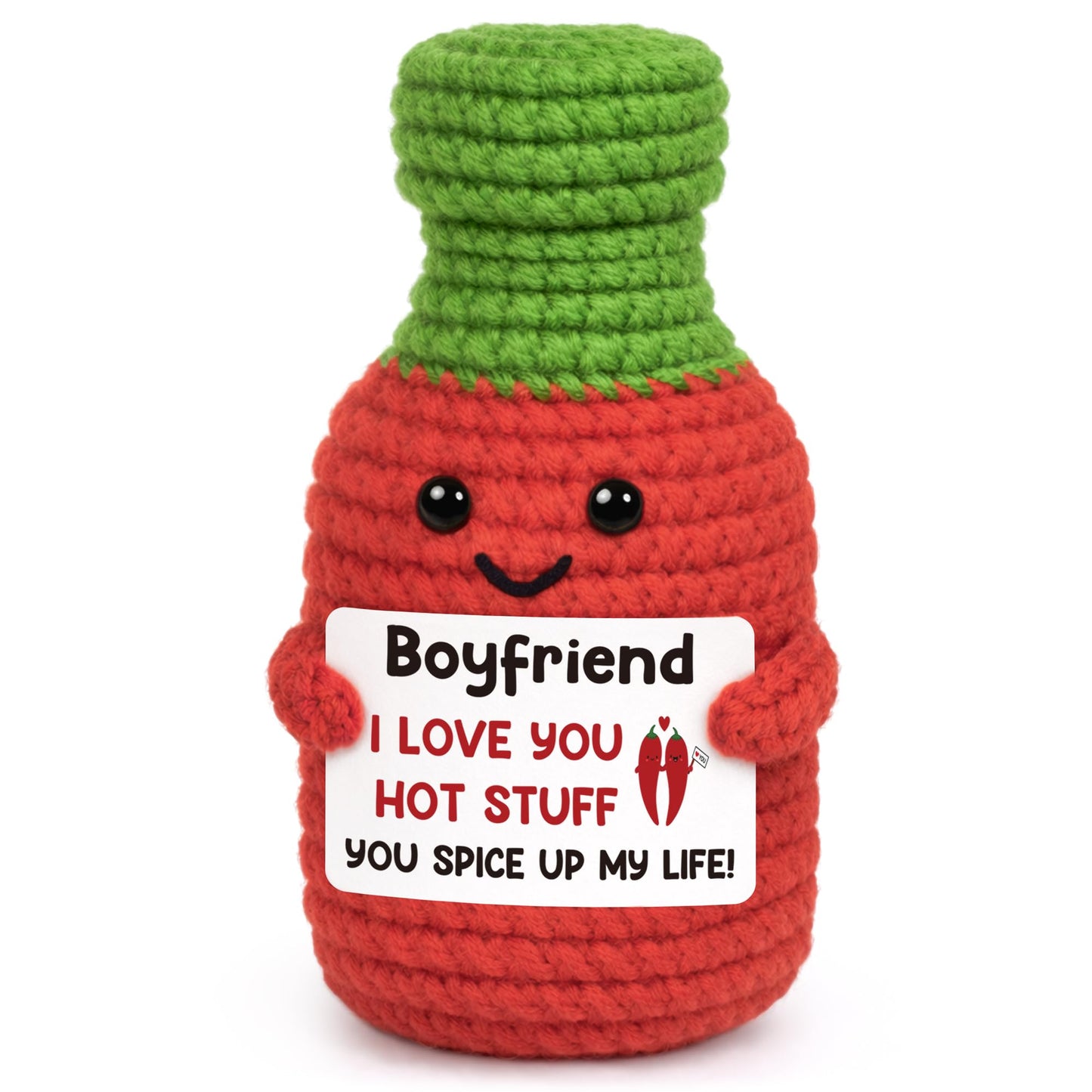 Anniversary Men Gifts for Boyfriend Him Birthday for Boyfriend from Girlfriend, I Love You Boyfriend's Sweet Day Romantic Gift Funny Handmade Crochet Hot Sauce Gift for Couple