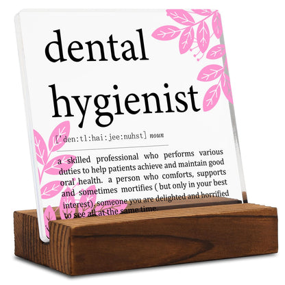 Appreciation Gifts for Dental Hygienist Clear Desk Decor Sign, Dental Definition Thank You Gift for Assistant Her Graduation Retirement, Dentist Plaque Signs for Dental Clinic Office Decor