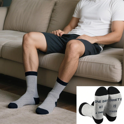 Sobriety Gifts for Men Women,4pcs Recovery Gift Set With Novlety Socks for Alcoholics Anonymous Addiction, Sobriety Pocket Hug Token