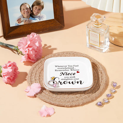 PUDDING CABIN Niece Gifts from Auntie, Jewelry Ring Holder Dish, Remember Whose Niece You Are, Birthday Mothers Day Gift