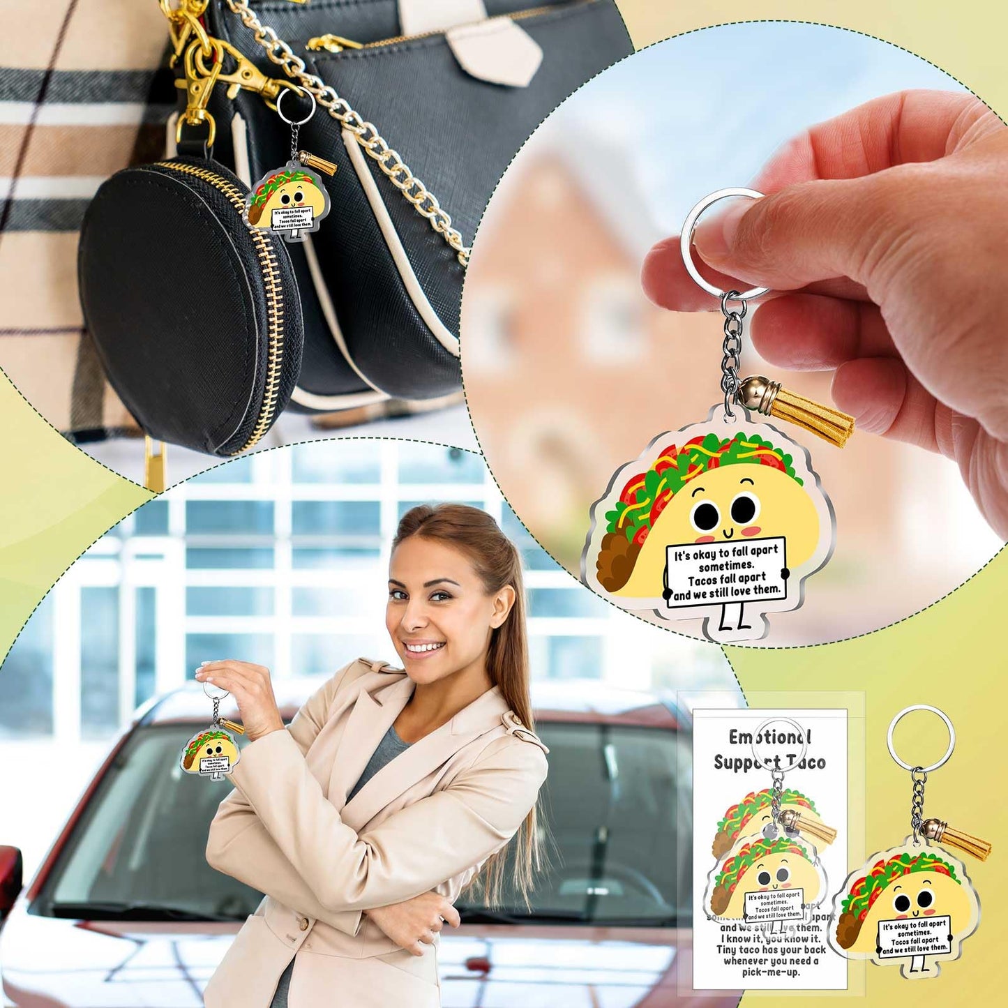 Siifert Emotional Positive Support Taco Keychain Employee Appreciation Gift for Taco Lover Teacher Nurse End of Year Gift