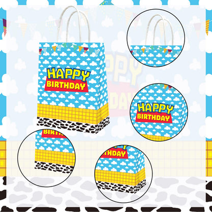 Eleventheart 20 Pcs Cartoon Birthday Decorations Blue Sky White Cloud Toy Theme Gift Bags for Boys and Girls kid party Supplies
