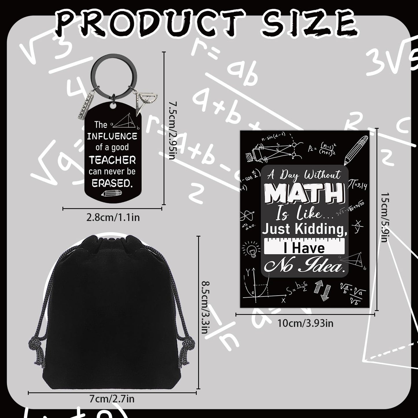 Math Teacher Card Gift - Funny Greeting Card Keychain Appreciation Gifts for Math Teachers Professors Tutors on Teacher Appreciation Week End of Year Birthday, Christmas