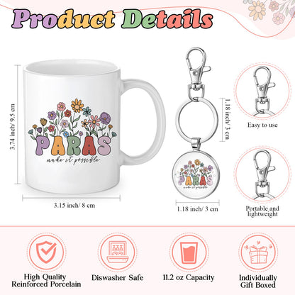 Havawish 3 Pcs Paraprofessional Gift for Women Paras Makeup Bag Cosmetic Bag 11 oz Paras Coffee Mug and Keychain Paraprofessional Appreciation Gift for Counselor Tutor Paraeducator Teacher Assistant