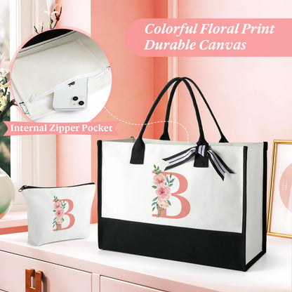 Birthday Gifts for Women Mothers Day Gifts for Mom Wife Grandma Daughter Sister Friends Bridesmaid Teacher Appreciation Tote Bag and Makeup Bag