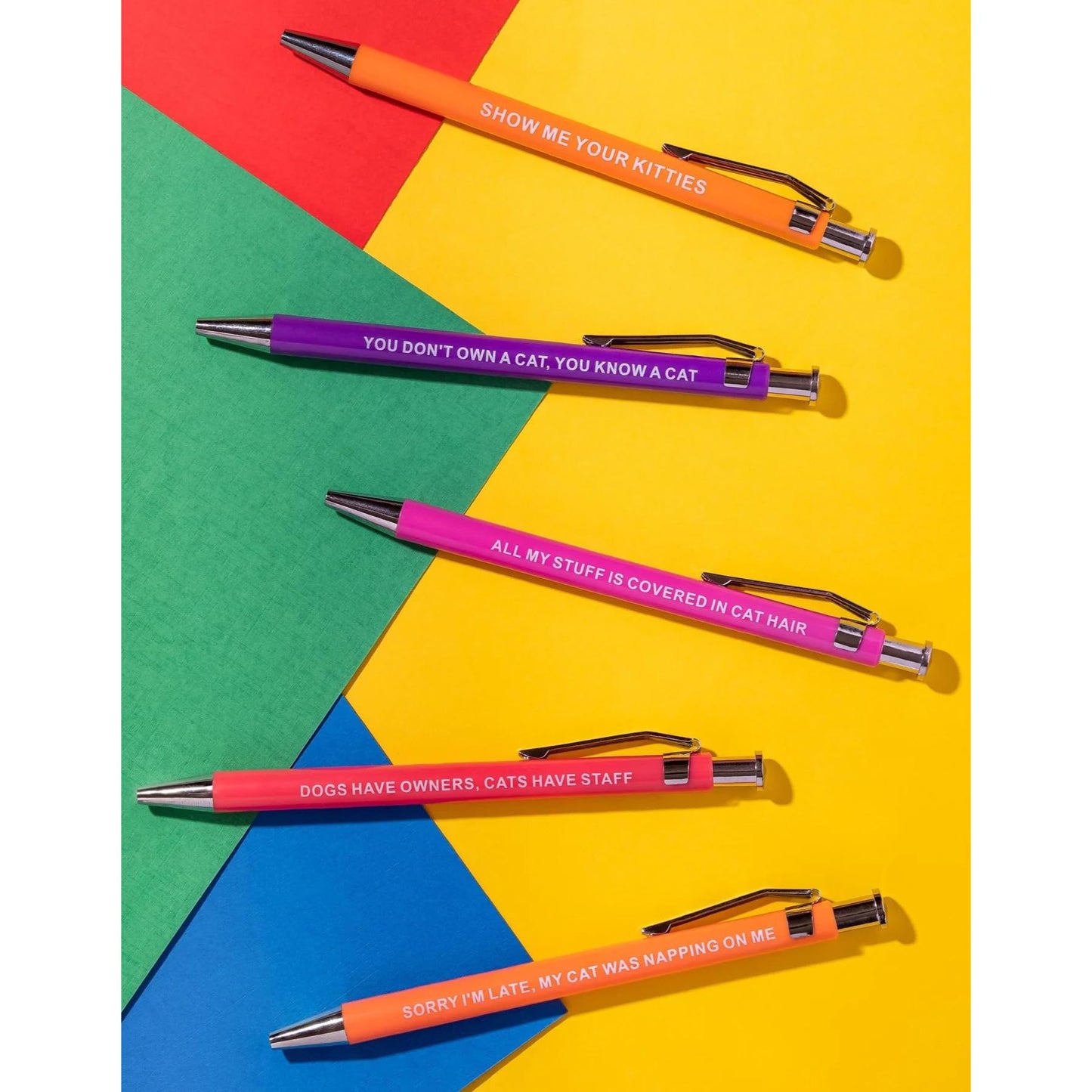 Funny Cat People Pens - Snarky Office Gag Gift, Black Ballpoint Pens with Humorous Sayings for Pet Owners, Cat Lovers, Coworkers