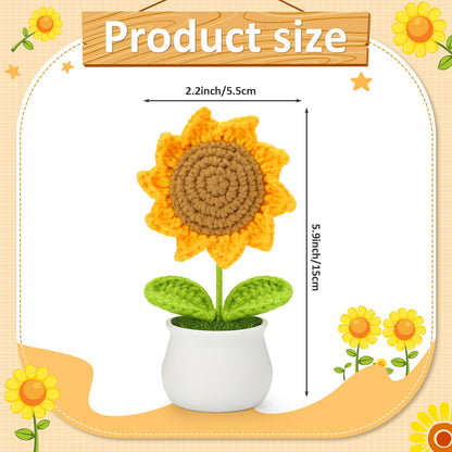 Crochet Flowers Sunflower for Home Office Desk Decor, Funny Crochet Sunflower Gifts for Women Teacher Mom Birthday Gifts for Women Her Wife Coworker Friends