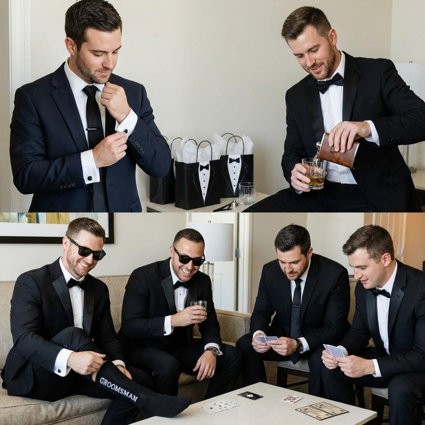 80 Pcs Groomsmen Gifts Set of 8,Groomsmen Proposal Box Gifts with Flasks Shot Glasses Socks Cuff Collar Clip Sunglasses Bottle Opener for Wedding Grooms Men Best Man Bachelor Party Favors
