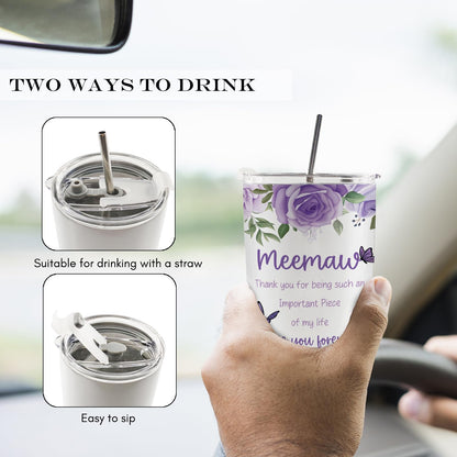 Meemaw Mothers Day Christmas Birthday Thank You Gifts Gift 20oz Travel Coffee Mug Tumbler for Grandma from Grandkids Grandchildren, Memaw Water Stainless Steel Tumbler with Lid and Straw