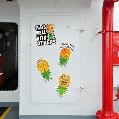4 Pcs Upside Down Pineapple Magnet - Pineapple Decor Magnetic Stickers for Cruise Doors, Cabin，Refrigerators, and Cars