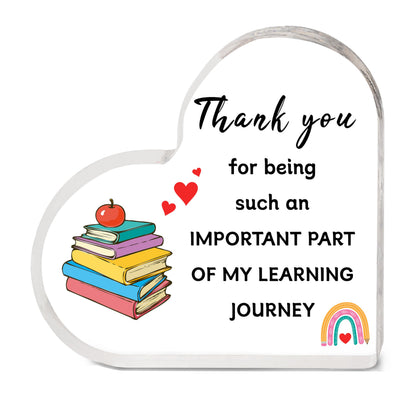 Teacher Gifts - Teacher Christmas Gift Acrylic Heart Plaque, Gifts for Teachers Women Men, Teacher Appreciation Gifts, Thank You Teacher Gift for Christmas Graduation Birthday Thanksgiving Retirement