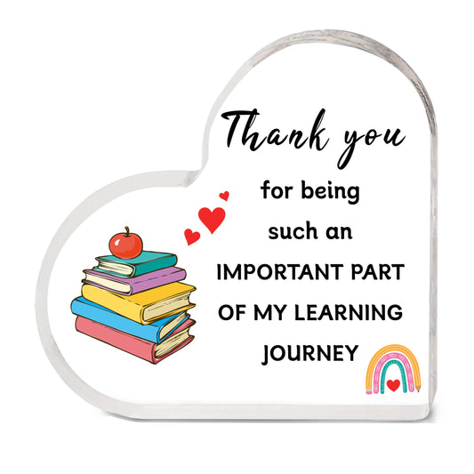 Teacher Gifts - Teacher Christmas Gift Acrylic Heart Plaque, Gifts for Teachers Women Men, Teacher Appreciation Gifts, Thank You Teacher Gift for Christmas Graduation Birthday Thanksgiving Retirement