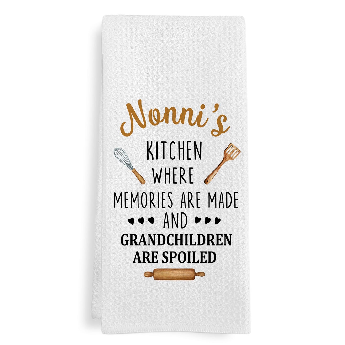 Nonni Gifts Kitchen Towels, Gifts for Nonni Dish Tea Towels for Nonni's Kitchen, Mothers Day Birthday Grandma Gift Decorative Hand Towel from Grandchildren Grandkids, 16x24 Inch