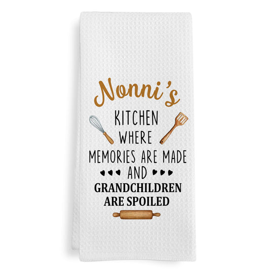 Nonni Gifts Kitchen Towels, Gifts for Nonni Dish Tea Towels for Nonni's Kitchen, Mothers Day Birthday Grandma Gift Decorative Hand Towel from Grandchildren Grandkids, 16x24 Inch