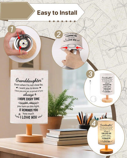 SOUHONEY Granddaughter Gifts from Grandma, Best Birthday Gifts for Granddaughter Bedside Table Lamp Light - Christmas Gifts for Bedroom Living Room Graduation Gifts for Granddaughter