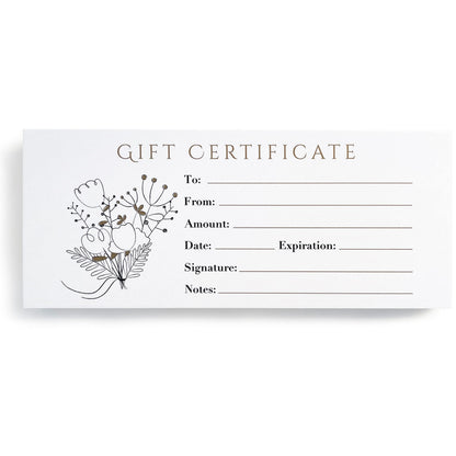 CLEVER SIGNS 100 Blank Gift Certificates – Great for Small Business, Restaurant, Spa, Makeup, Hair Beauty Salon, Wedding, Holiday, Christmas, Birthday
