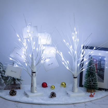 BDUSXYZ Money Tree Gift Holder - 36 LED Lighted Display Tree with Clips Lighted Tabletop Decoration Gift Card Tree (White)