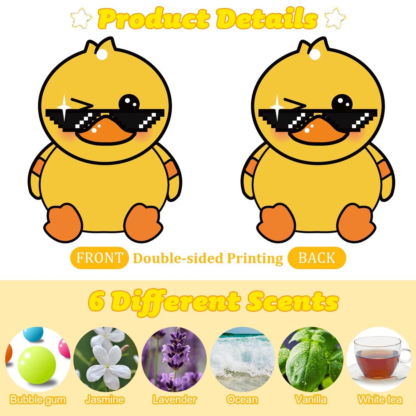 6 Pcs Funny Duck Air Freshener for Christmas Hanging Automotive Air Fresheners Hanging Cute Duck Car Fresheners for Birthday Christmas Festival Gift Supplies
