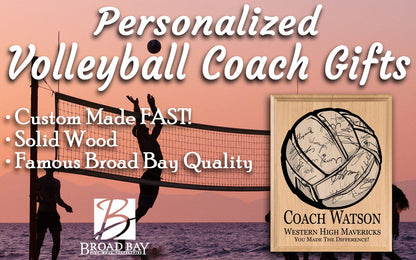 Volleyball Coach Gift Plaque SIGNABLE PERSONALIZED Recognition & Appreciation Award for Coaches - Team Signatures & Thank You Notes - Solid Wood - 8.5in x 11in x .75in (Volleyball Coach)