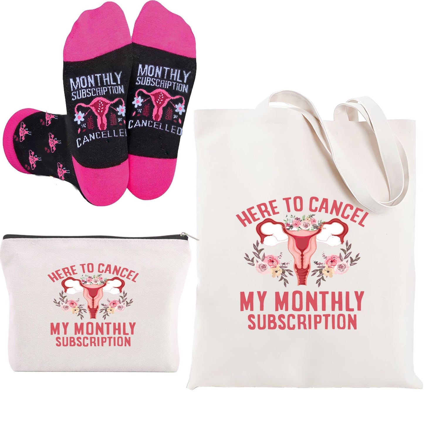 Hysterectomy Gifts for Women,Hysterectomy Recovery Gift with Novelty Socks, 3pcs Uterus Gift For Her, Monthly Subscription Cancelled Present