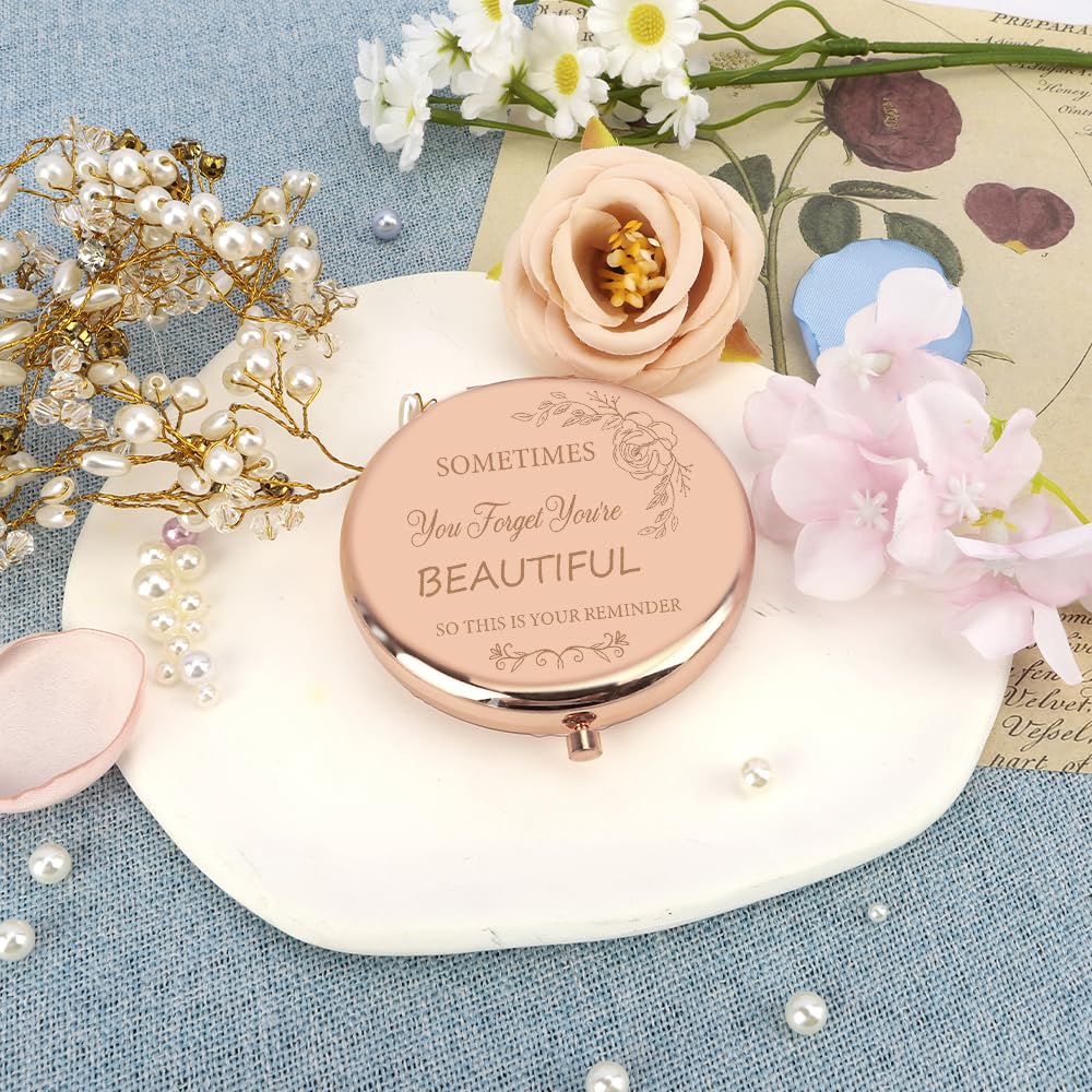 Gifts For Women,Inspirational Birthday Graduation Positive Motivational Retirement Travel Friendship Womens Day Thoughtful Unique Christmas Valentines Day Ideas Gifts Baskets for Women Compact Mirror