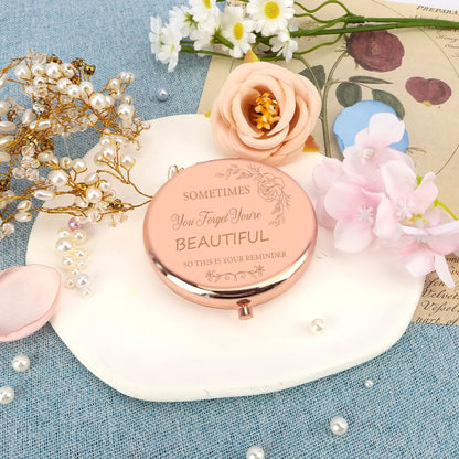 Gifts For Women,Inspirational Birthday Graduation Positive Motivational Retirement Travel Friendship Womens Day Thoughtful Unique Christmas Valentines Day Ideas Gifts Baskets for Women Compact Mirror
