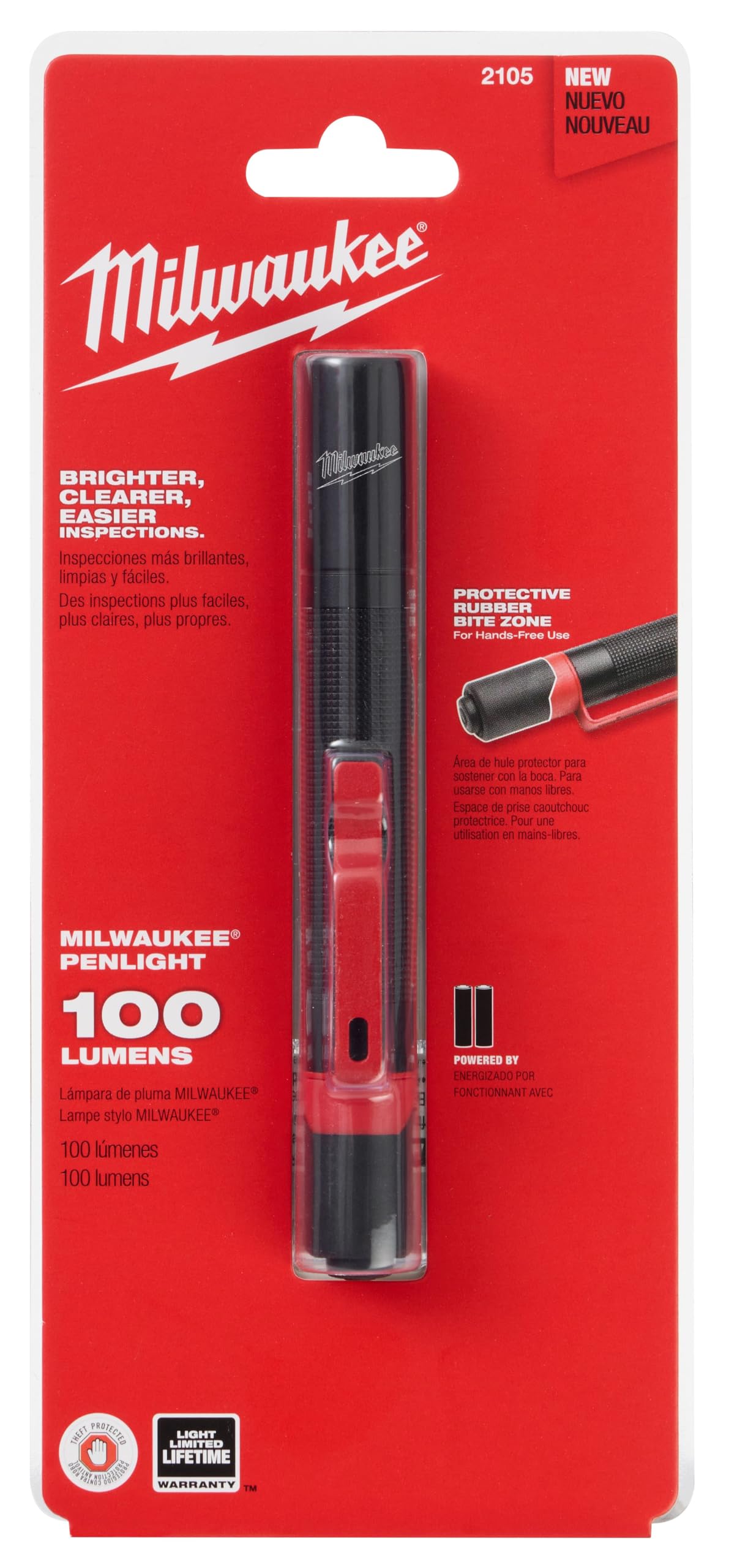 Milwaukee 2105 Aluminum 100-Lumen Pen Light with Clip
