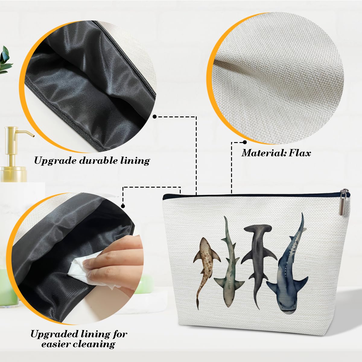 Shark Makeup Bag Gifts for Women-Shark stuff Ocean Themed Period Bag For Girls Kids Cosmetic purse Decorations Accessories Birthday Christmas