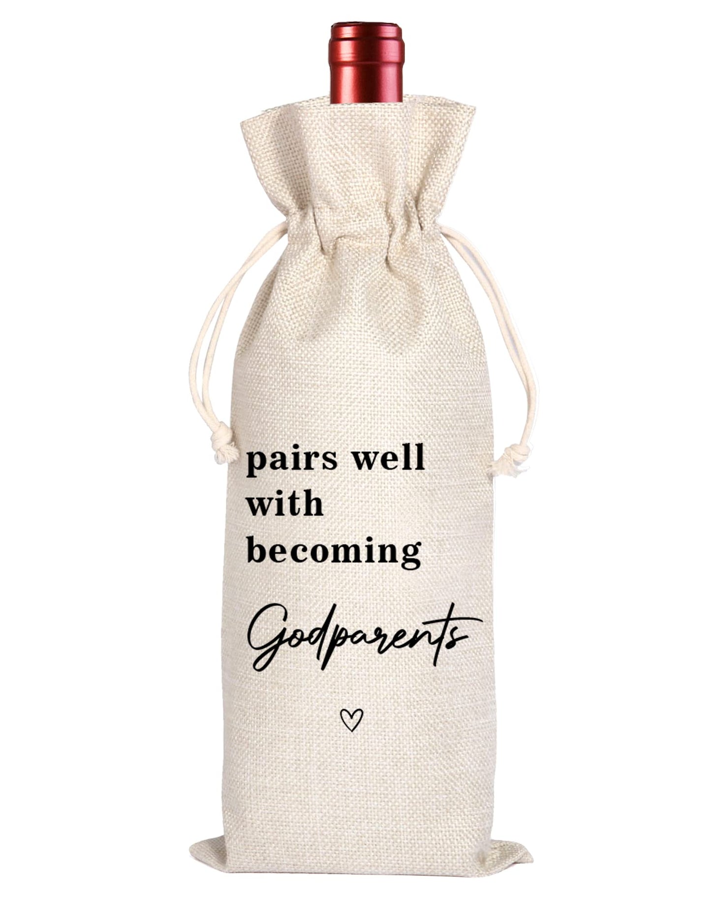 Maydvdv Godparents Gift|Wine Bag for Godparents Proposal|Pairs Well With Becoming a Godparent, Baptism, Auntie, Uncle (11MA23)