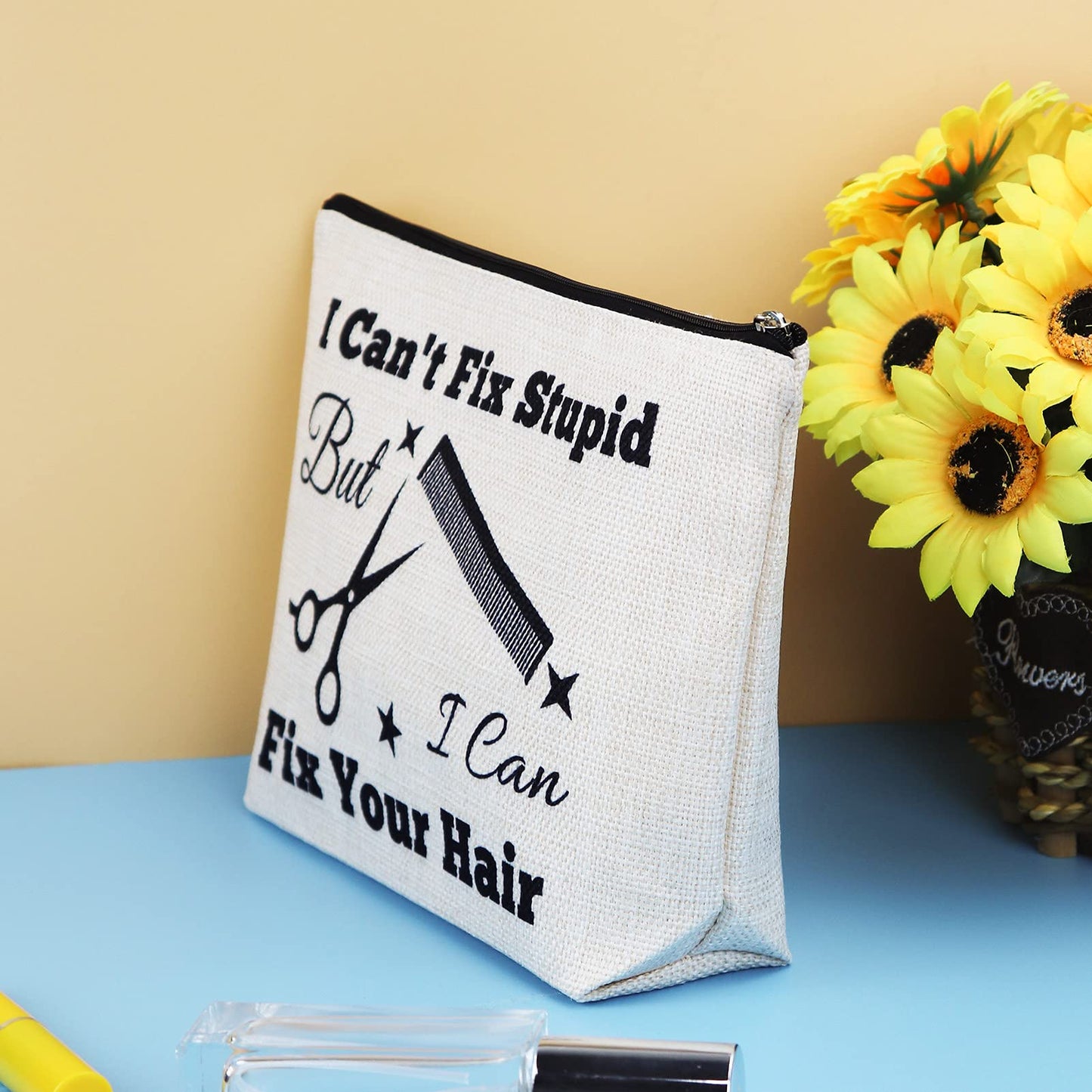 Hairdresser Gifts Hair Stylist Makeup Bag Hair Stylist Gifts Cosmetic Bags Funny Hair Dresser Gift Cosmetic Pouch Zipper Makeup Case Christmas Inspirational Graduation Gift for Hairdresser