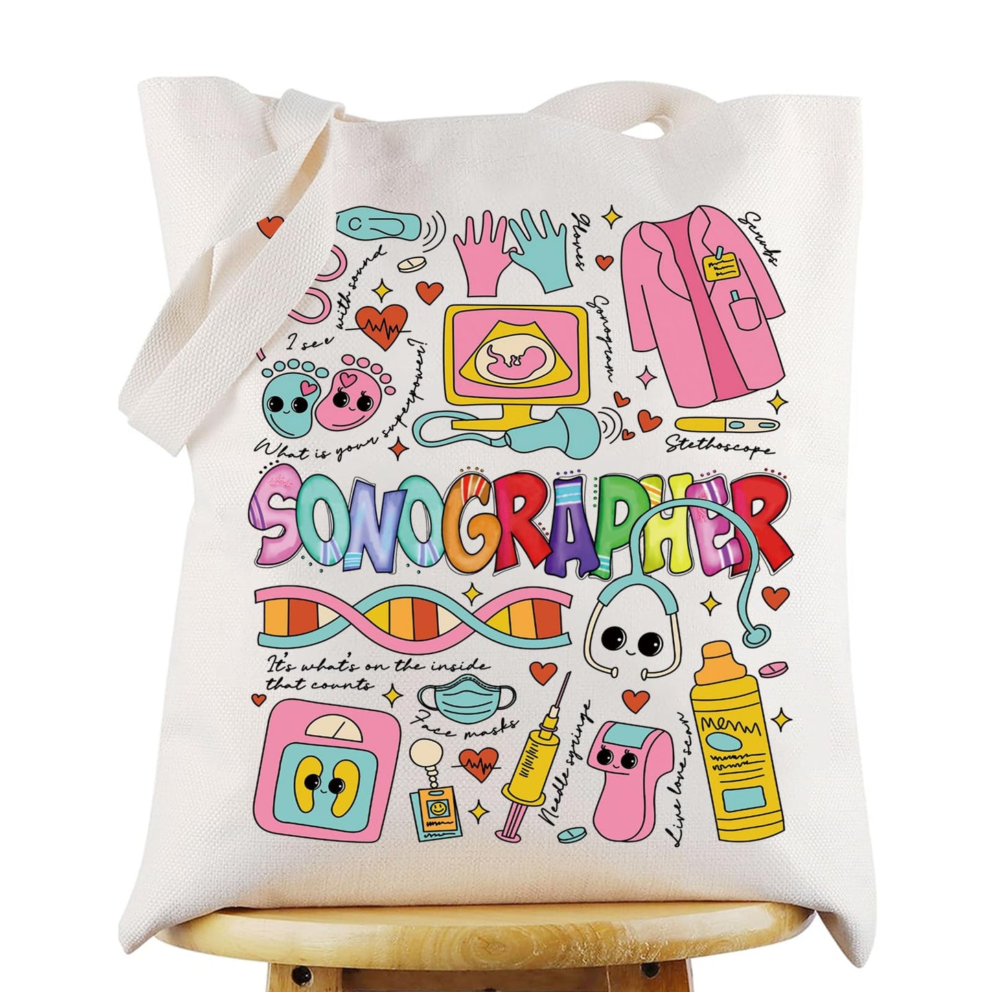 G2TUP Sonographer Canvas Tote Bag Sonography Tech Gift Ultrasound Technologist Shoulder Bag Sonographer Merch