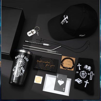 10 Pcs Christian Gifts for Men Inspirational Religious Gift Set for Dad Husband Grandpa Male Friends Coworker