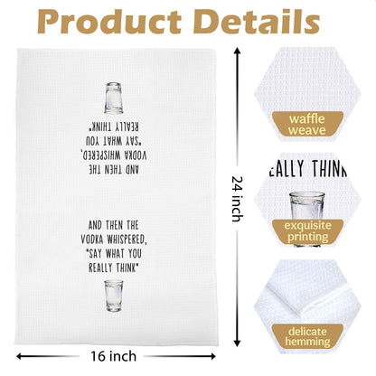 Vodka Gifts Kitchen Towels - Funny Vodka Gift Waffle Decorative Dish Towels, Bar Hand Towel for Bartender, Hostess Gifts Tea Towel, 16×24 Inches