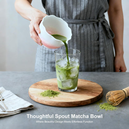 ENVTEK 8Pcs Matcha Whisk Set with Floral Ceramic Matcha Bowl, Wooden-Handled Sifter, Bamboo Whisk, Whisk Holder, Bamboo Scoop, Scoop Rest, Spoon, Tea Towel, Greeting card, Gift for Beginners