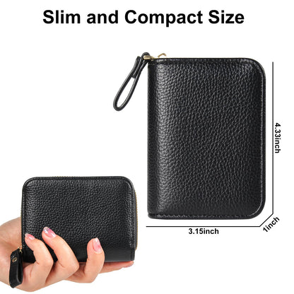 Credit Card Holder RFID Card Case Wallet, Small Accordion Zipper Card Case Holder, Card Organizer Case for Women Men