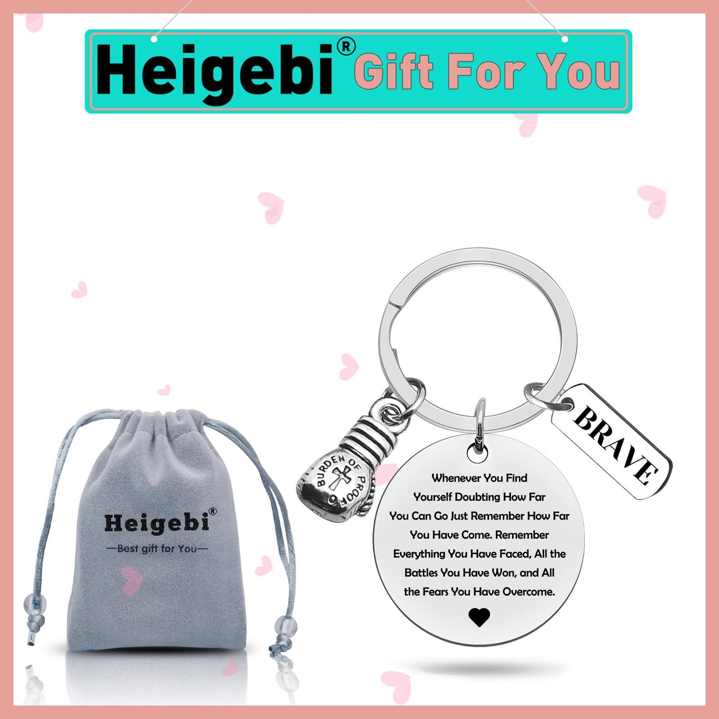 Heigebi Boxing Gift Boxing Gloves Keychain Inspirational Gift for Boxers Coach Gifts Box Lovers Gifts for Women Men Box Charm Keyring Fitness Jewelry