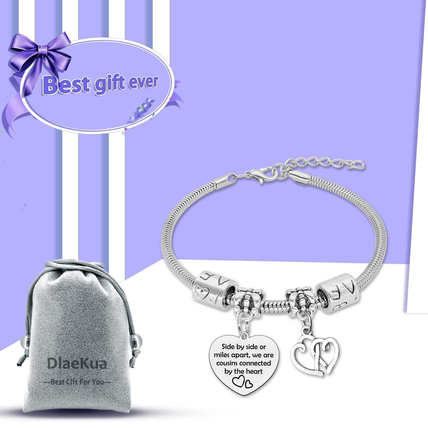 Cousins Bracelets for Women Stainless Steel Bracelets Happy Birthday Cousin Gift Female Cousin Bracelet Cousins Birthday Gifts for Women Inspirational Gifts for Friends Woman Christmas Friendship Gift