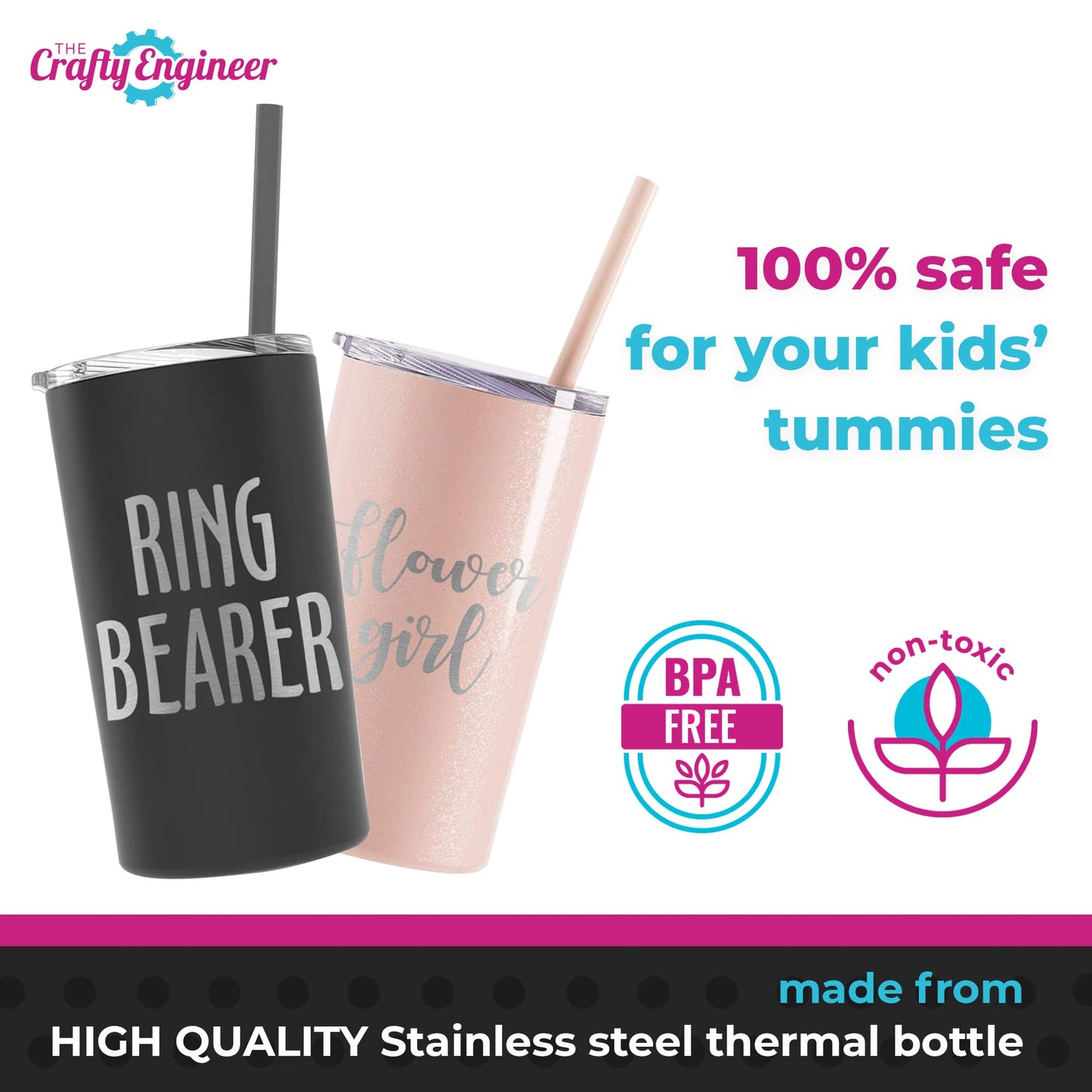 The Crafty Engineer Ring Bearer Tumbler with Straw - Unique Proposal Gift Boys - (Ring Bearer (Engraved))