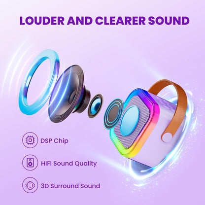 IROO Mini Karaoke Machine for Kids, 2026 TOP Toys Birthday Gifts Ideas for Girls Ages 4, 5, 6, 7, 8, 9, 10, 12+ Years Old, Portable MP3 Player with 2 Wireless Mics for Family Home Party