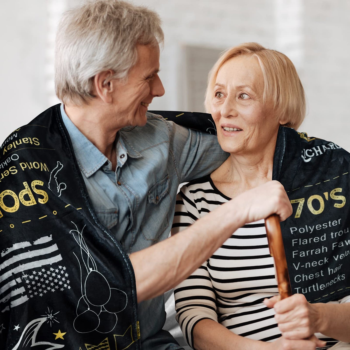 50th Anniversary Wedding Blanket Gifts Gift for 50th Wedding Anniversary Golden 50 Years of Marriage Gifts for Couple Wife Husband Dad Mom Parents Back in 1976 Blanket 60Lx50W