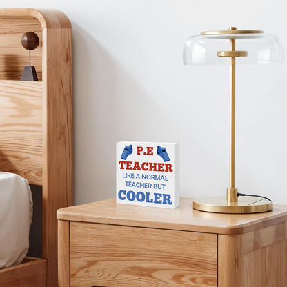 PE Teacher Appreciation Gifts for Women Men Christmas Birthday Thanksgiving Teachers' Day Retirement Back to School Graduation Physical Education Teacher Wooden Sign Desk Sign Decor